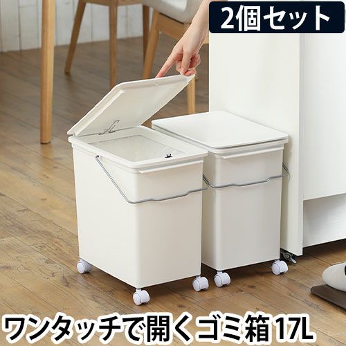 ゴミ箱 プッシュオープントラッシュビン17スリム 2P キャスター付き