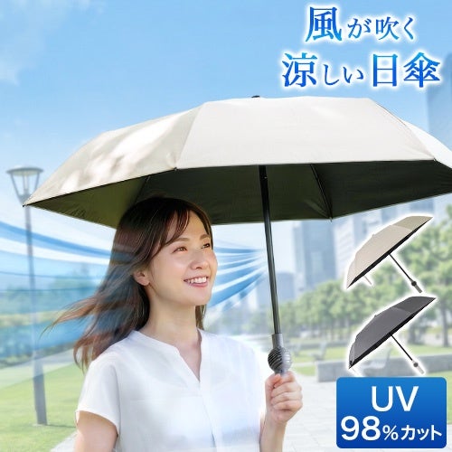 サンコー ファンが入った涼しい日傘 ファンブレラ ポール プラス